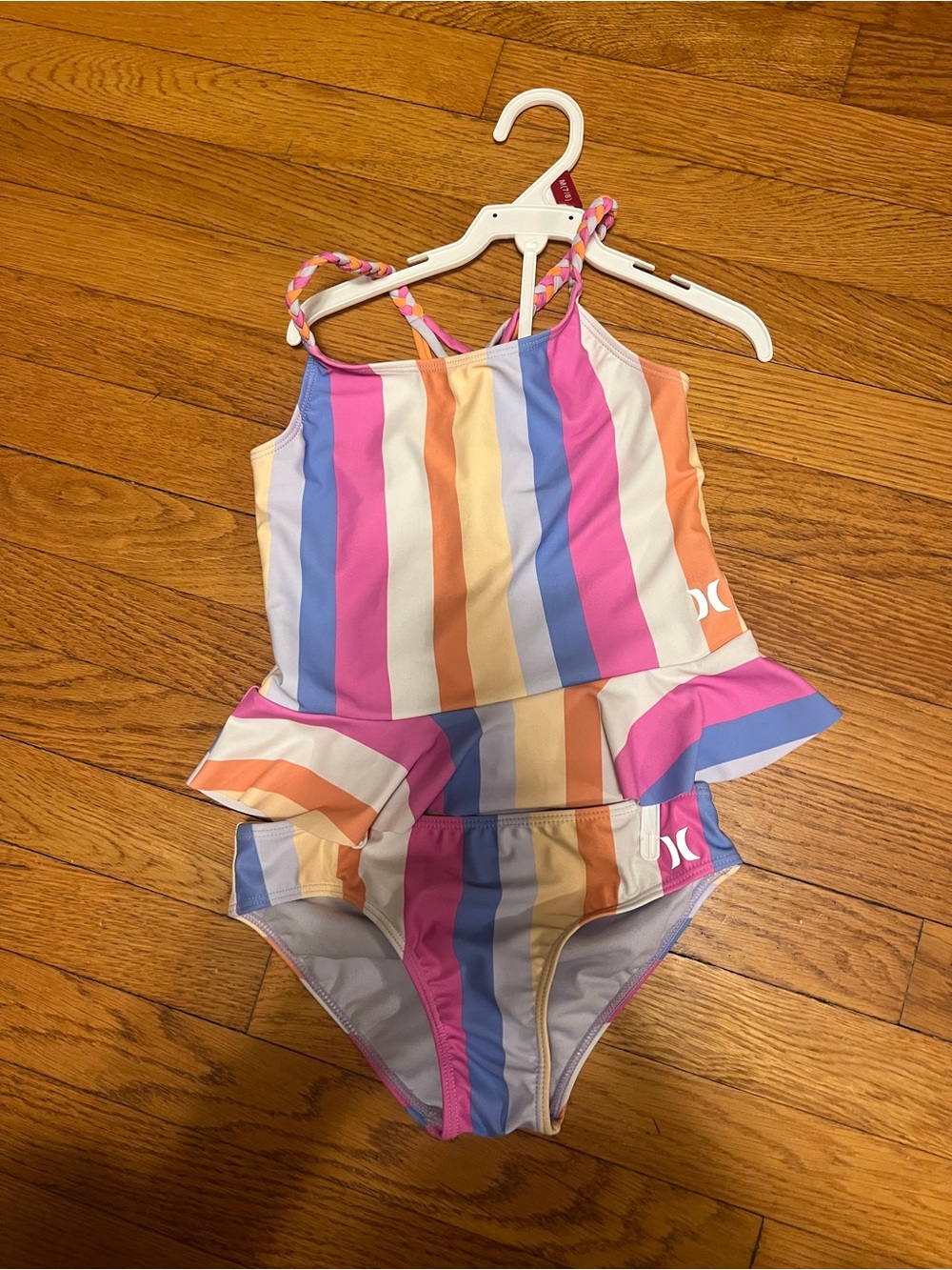 Hurley Kids Striped Ruffle Two-Piece Swimsuit - Multicolor